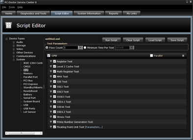 Service Center Script Editor View