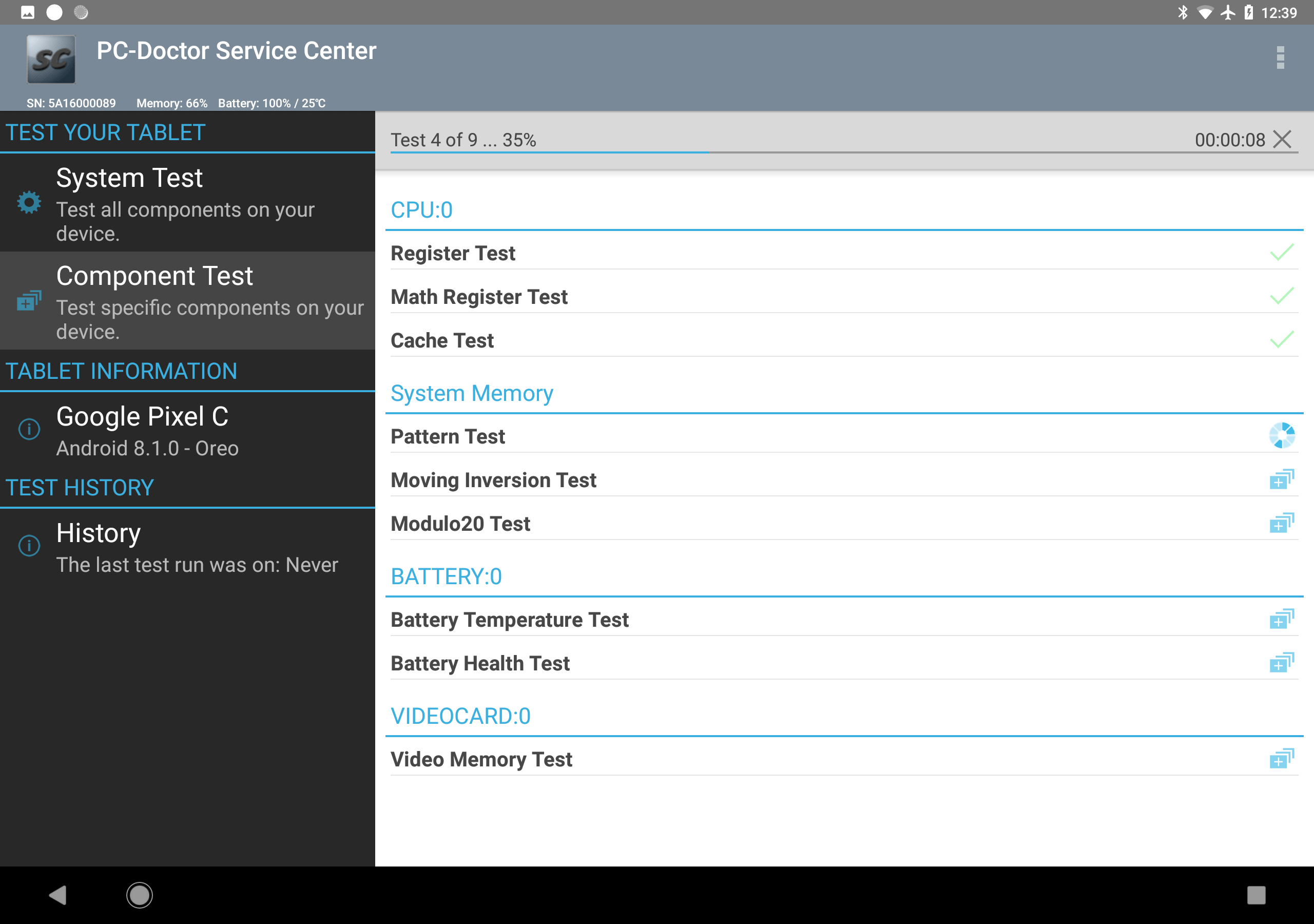 Service Center Android Tablet Testing